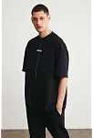 Erkek Baskılı T-shirt Kısa Kol Bisiklet Yaka Regular Fit Rahat Kalıp Tişört - Siyah