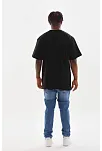 Erkek Baskılı T-shirt Kısa Kol Bisiklet Yaka Rahat Kalıp Günlük Tişört - Siyah