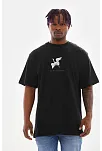 Erkek Baskılı T-shirt Yazlık Kısa Kol Bisiklet Yaka Tişört - Siyah