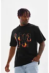 Erkek Baskılı T-shirt Kısa Kol Bisiklet Yaka Rahat Kalıp Tişört - Siyah