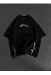 Kadın Kısa Kol Tişört Bisiklet Yaka Filistin Poşülü Baskılı T-shirt - Siyah