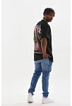 Erkek Baskılı T-shirt Kısa Kol Bisiklet Yaka Rahat Kalıp Tişört  - Siyah