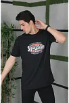 Erkek Baskılı T-shirt Kısa Kol Bisiklet Yaka Regular Fit Rahat Kalıp Günlük Tişört - Siyah