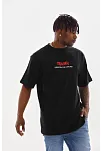 Erkek Baskılı T-shirt Kısa Kol Bisiklet Yaka Rahat Kalıp Tişört  - Siyah