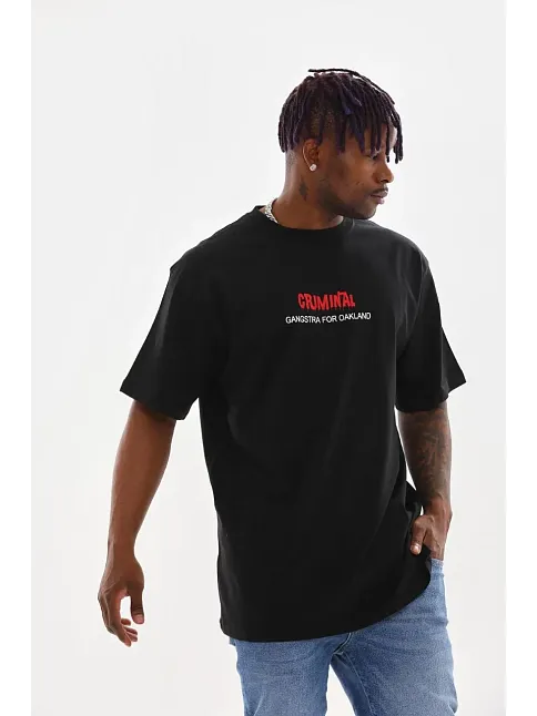 Erkek Baskılı T-shirt Kısa Kol Bisiklet Yaka Rahat Kalıp Tişört  - Siyah