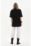 Kadın Düz  Kısa Kol Penye T-shirt - Siyah