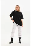 Kadın Düz  Kısa Kol Penye T-shirt - Siyah