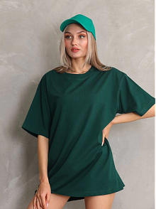 Kadın Düz  Kısa Kol Penye T-shirt- Yeşil