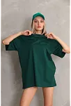 Kadın Düz  Kısa Kol Penye T-shirt- Yeşil