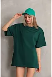 Kadın Düz  Kısa Kol Penye T-shirt- Yeşil