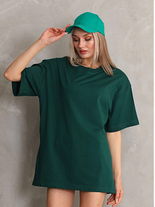 Kadın Düz  Kısa Kol Penye T-shirt- Yeşil
