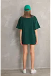 Kadın Düz  Kısa Kol Penye T-shirt- Yeşil