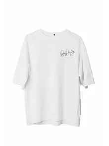 Erkek Baskılı T-shirt Kısa Kol Bisiklet Yaka Regular Fit Rahat Kalıp Günlük Tişört - Beyaz