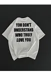 Kadın Baskılı T-shirt Kısa Kol Bisiklet Yaka Regular Fit Rahat Kalıp Günlük Tişört - Beyaz