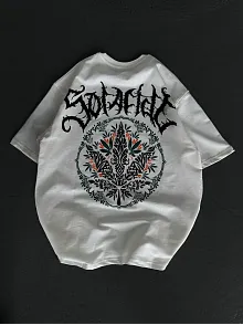 Kadın Baskılı T-shirt Kısa Kol Bisiklet Yaka Oversize Rahat Kalıp Günlük Tişört   - Beyaz