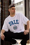 Erkek Kısa Kol Yazlık Tişört Bisiklet Yaka Yale Baskılı  T-shirt - Beyaz