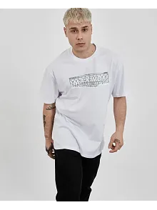 Erkek Kısa Kol Yazlık Tişört Bisiklet Yaka Baskılı Oversize T-shirt -  Beyaz