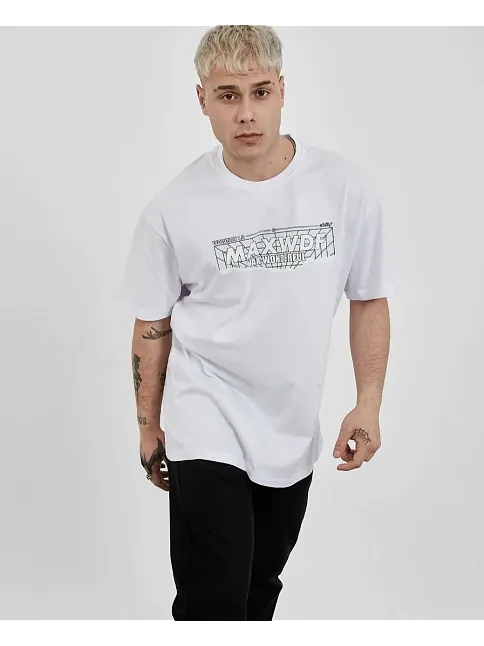 Erkek Kısa Kol Yazlık Tişört Bisiklet Yaka Baskılı Oversize T-shirt -  Beyaz