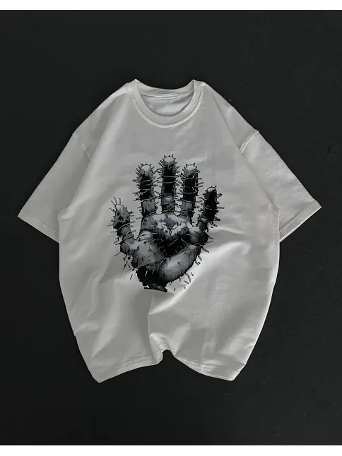 Kadın Baskılı T-shirt Kısa Kol Bisiklet Yaka Regular Fit Rahat Kalıp Günlük Tişört - Beyaz