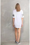 Kadın Bisiklet Yaka Baskılı Oversize T-shirt - Beyaz