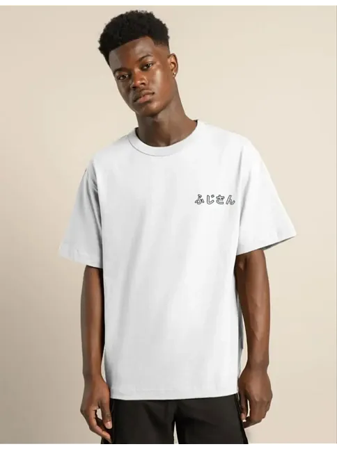 Erkek Kısa Kol Yazlık Tişört Bisiklet Yaka Baskılı Oversize T-shirt - Beyaz