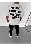 Erkek Baskılı T-shirt Kısa Kol Bisiklet Yaka Regular Fit Rahat Kalıp Günlük Tişört - Beyaz