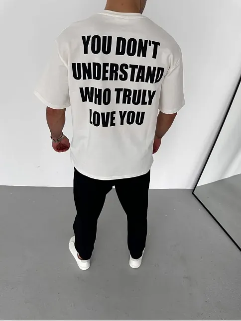 Erkek Baskılı T-shirt Kısa Kol Bisiklet Yaka Regular Fit Rahat Kalıp Günlük Tişört - Beyaz