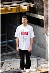Erkek Kısa Kol Yazlık Tişört Bisiklet Yaka Baskılı Oversize T-shirt - Beyaz