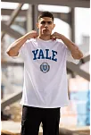 Erkek Kısa Kol Yazlık Tişört Bisiklet Yaka Yale Baskılı  T-shirt - Beyaz