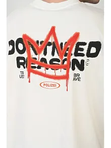 Erkek Kısa Kol Yazlık Tişört Bisiklet Yaka Baskılı Oversize T-shirt - Beyaz