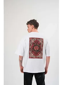 Erkek Bisiklet Yaka Baskılı Kısa Kol T-shirt - Beyaz