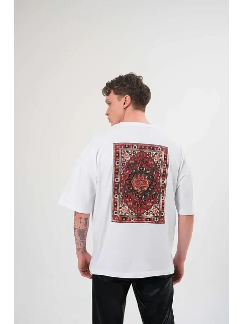 Erkek Bisiklet Yaka Baskılı Kısa Kol T-shirt - Beyaz
