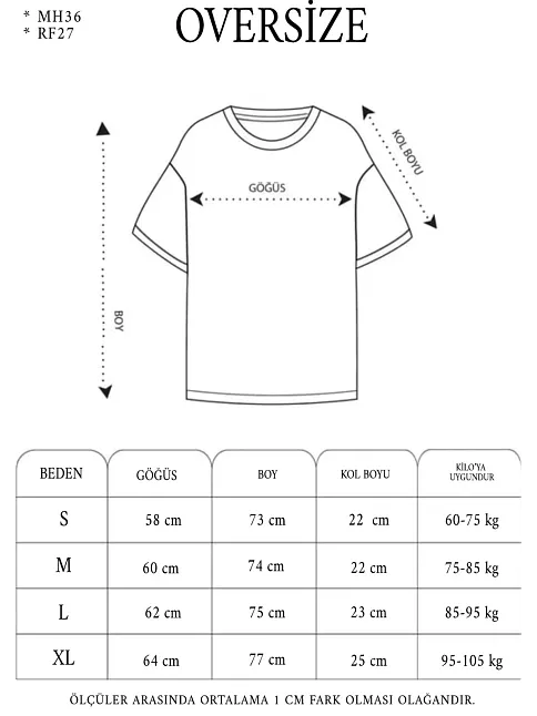 Kadın Bisiklet Yaka Baskılı Oversize T-shirt - Beyaz