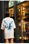 Kadın Bisiklet Yaka Baskılı Oversize  Kısa Kol T-shirt - Beyaz