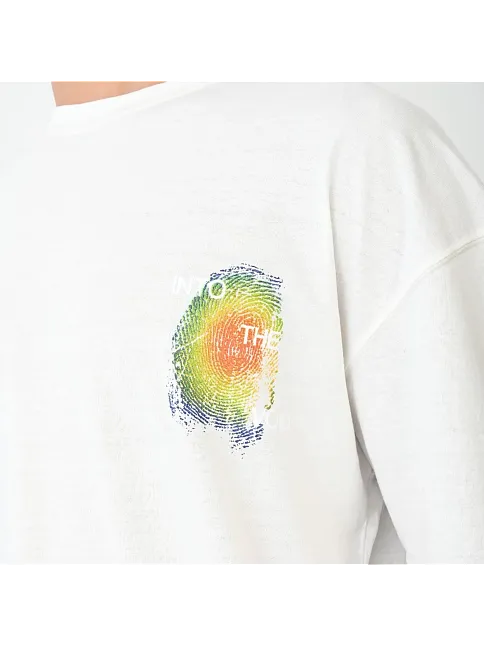 Erkek Kısa Kol Yazlık Tişört Bisiklet Yaka Baskılı Oversize T-shirt - Beyaz