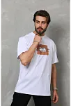 Erkek Baskılı T-shirt Kısa Kol Bisiklet Yaka Regular Fit Rahat Kalıp Tişört -  Beyaz