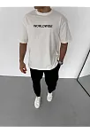 Erkek Yazlık Baskılı Tişört Bisiklet Yaka Kısa Kol Regular Fit T-shirt - Beyaz