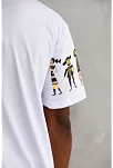 Erkek Kısa Kol Yazlık Tişört Bisiklet Yaka Baskılı Oversize T-shirt - Beyaz