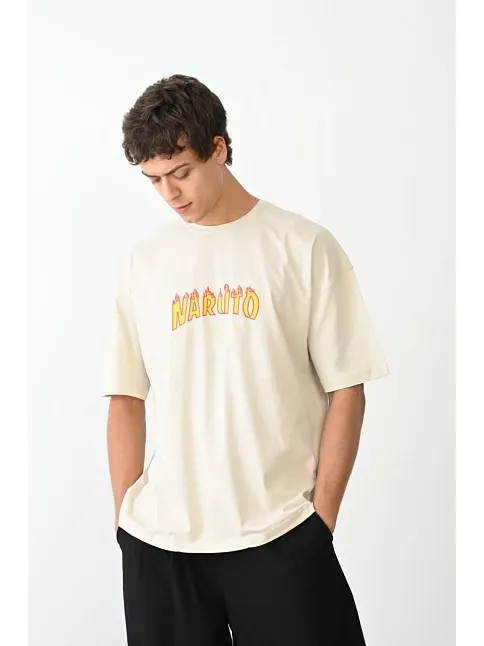 Erkek Baskılı T-shirt Kısa Kol Bisiklet Yaka Regular Fit Rahat Kalıp Günlük Tişört - Beyaz