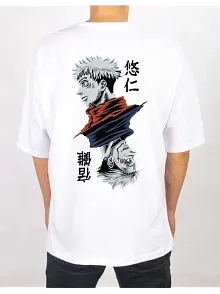 Erkek Kısa Kol Yazlık Tişört Bisiklet Yaka Baskılı Oversize T-shirt - Beyaz