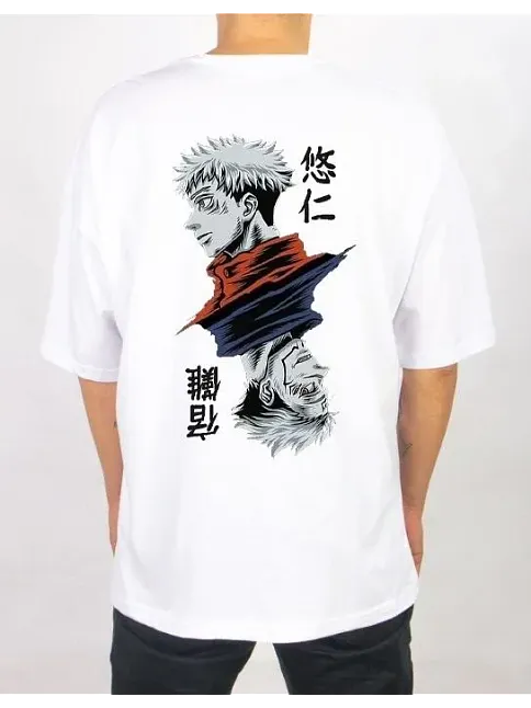 Erkek Kısa Kol Yazlık Tişört Bisiklet Yaka Baskılı Oversize T-shirt - Beyaz