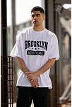 Erkek Kısa Kol Yazlık Tişört Bisiklet Yaka Baskılı Oversize T-shirt - Beyaz