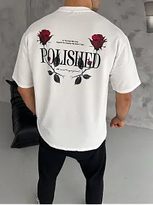 Erkek Kısa Kol Yazlık Tişört Bisiklet Yaka Baskılı Oversize T-shirt - Beyaz