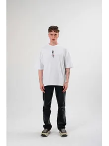 Erkek Baskılı T-shirt Kısa Kol Bisiklet Yaka Regular Fit Rahat Kalıp Günlük Tişört - Beyaz
