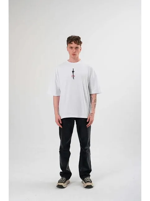 Erkek Baskılı T-shirt Kısa Kol Bisiklet Yaka Regular Fit Rahat Kalıp Günlük Tişört - Beyaz