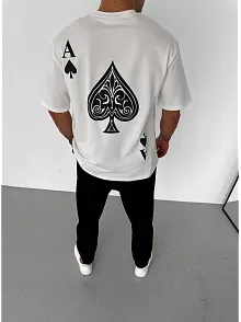 Erkek Baskılı T-shirt Kısa Kol Bisiklet Yaka Regular Fit Rahat Kalıp Günlük Tişört - Beyaz