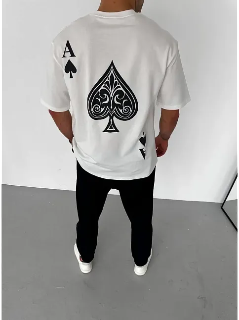 Erkek Baskılı T-shirt Kısa Kol Bisiklet Yaka Regular Fit Rahat Kalıp Günlük Tişört - Beyaz
