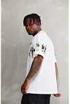 Erkek Kısa Kol Yazlık Tişört Bisiklet Yaka Baskılı Oversize T-shirt - Beyaz