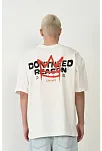 Erkek Kısa Kol Yazlık Tişört Bisiklet Yaka Baskılı Oversize T-shirt - Beyaz