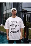 Erkek Kısa Kol Yazlık Tişört Bisiklet Yaka Baskılı Oversize T-shirt - Beyaz